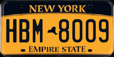 NY license plate HBM8009
