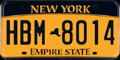 NY license plate HBM8014