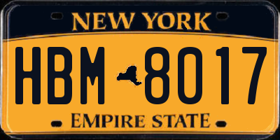 NY license plate HBM8017