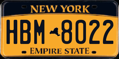 NY license plate HBM8022