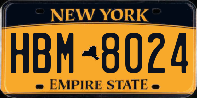 NY license plate HBM8024