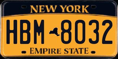 NY license plate HBM8032