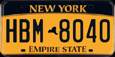 NY license plate HBM8040
