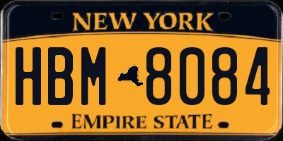 NY license plate HBM8084