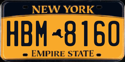NY license plate HBM8160