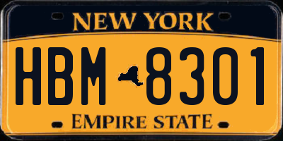 NY license plate HBM8301