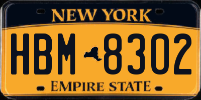 NY license plate HBM8302