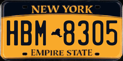 NY license plate HBM8305