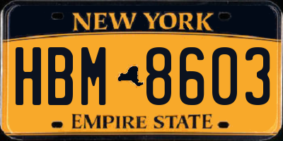 NY license plate HBM8603