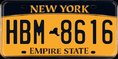 NY license plate HBM8616