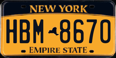 NY license plate HBM8670