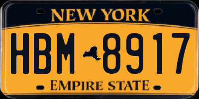 NY license plate HBM8917