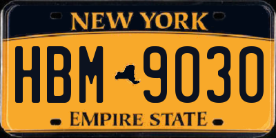 NY license plate HBM9030