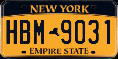NY license plate HBM9031