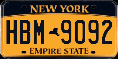 NY license plate HBM9092