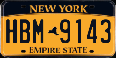 NY license plate HBM9143