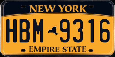 NY license plate HBM9316