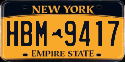NY license plate HBM9417