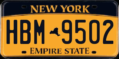NY license plate HBM9502