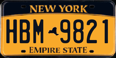NY license plate HBM9821