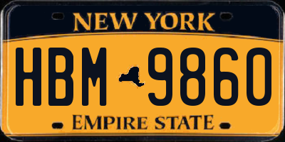 NY license plate HBM9860
