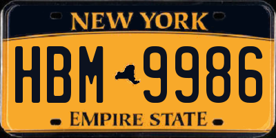 NY license plate HBM9986
