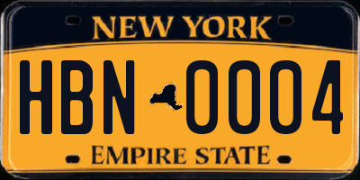 NY license plate HBN0004