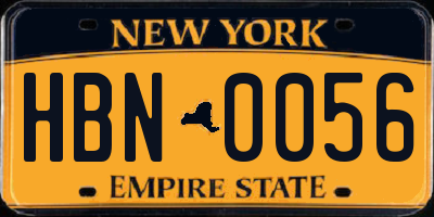 NY license plate HBN0056