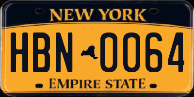 NY license plate HBN0064