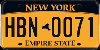 NY license plate HBN0071