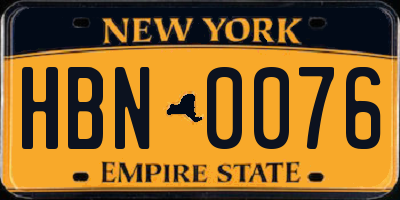 NY license plate HBN0076