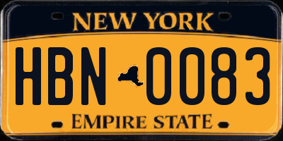 NY license plate HBN0083