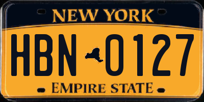 NY license plate HBN0127