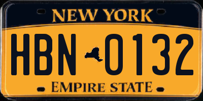 NY license plate HBN0132