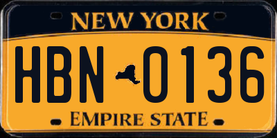 NY license plate HBN0136
