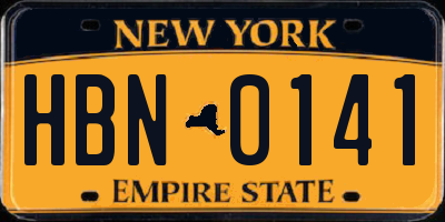 NY license plate HBN0141