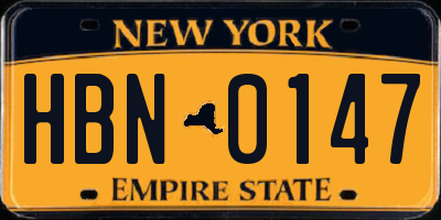 NY license plate HBN0147