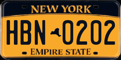 NY license plate HBN0202