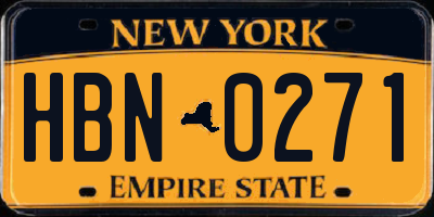NY license plate HBN0271