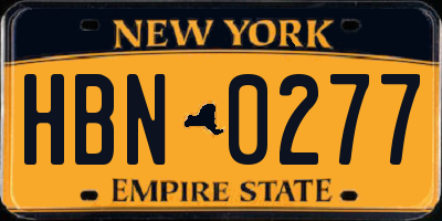 NY license plate HBN0277