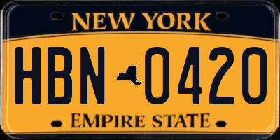 NY license plate HBN0420