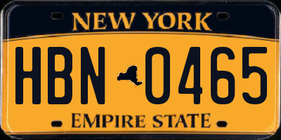 NY license plate HBN0465