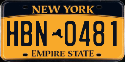 NY license plate HBN0481