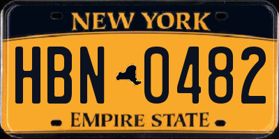 NY license plate HBN0482