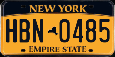 NY license plate HBN0485