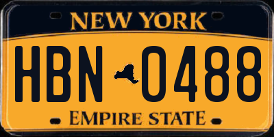 NY license plate HBN0488
