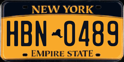NY license plate HBN0489