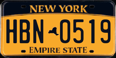 NY license plate HBN0519