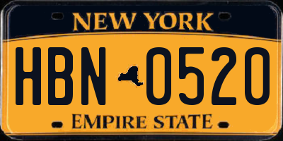 NY license plate HBN0520
