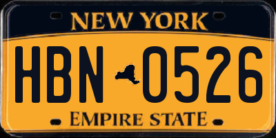 NY license plate HBN0526